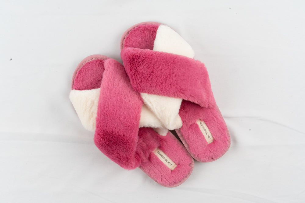 LIGHTENEDBIRDS Women's Cross Band Soft Fur and Fluffy Slipper House Slippers