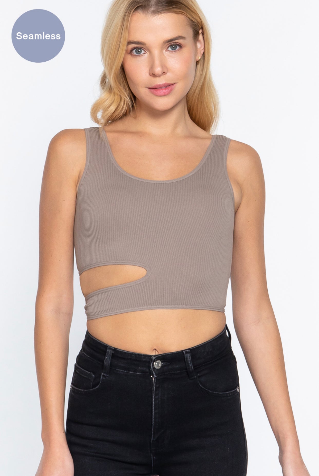 SUAVE CUTOUT SEAMLESS RIB CROP TOP