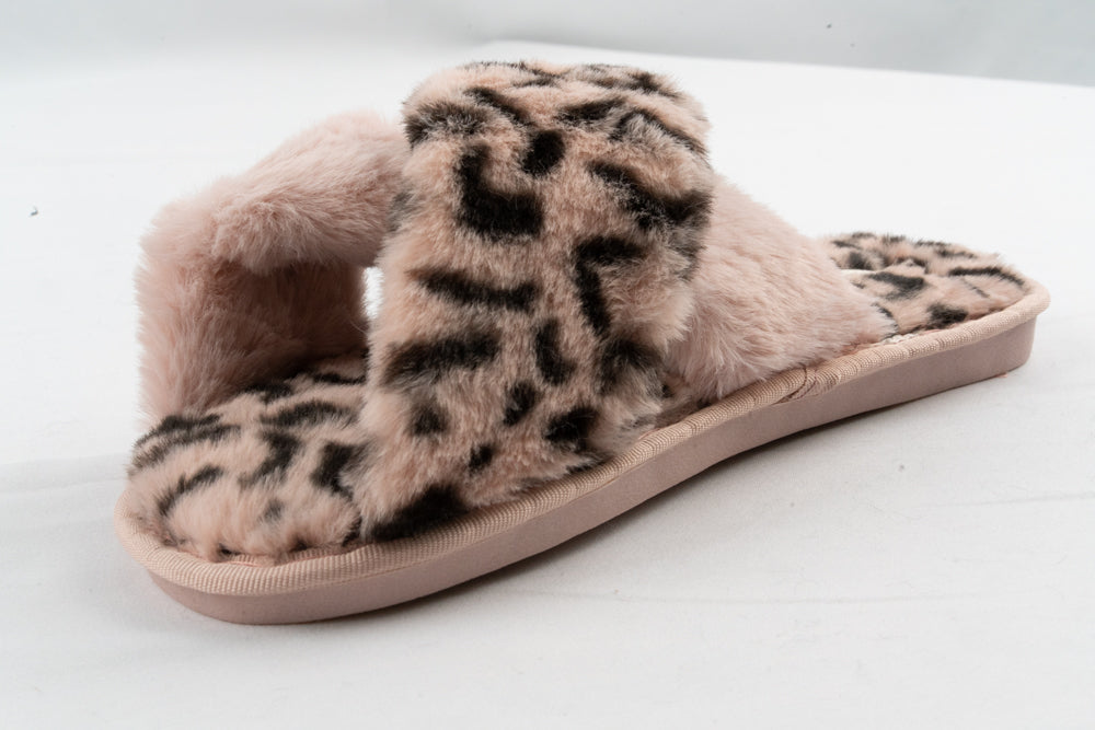 LIGHTENEDBIRDS Women's Cross Band Soft Fur and Fluffy Slipper House Slippers