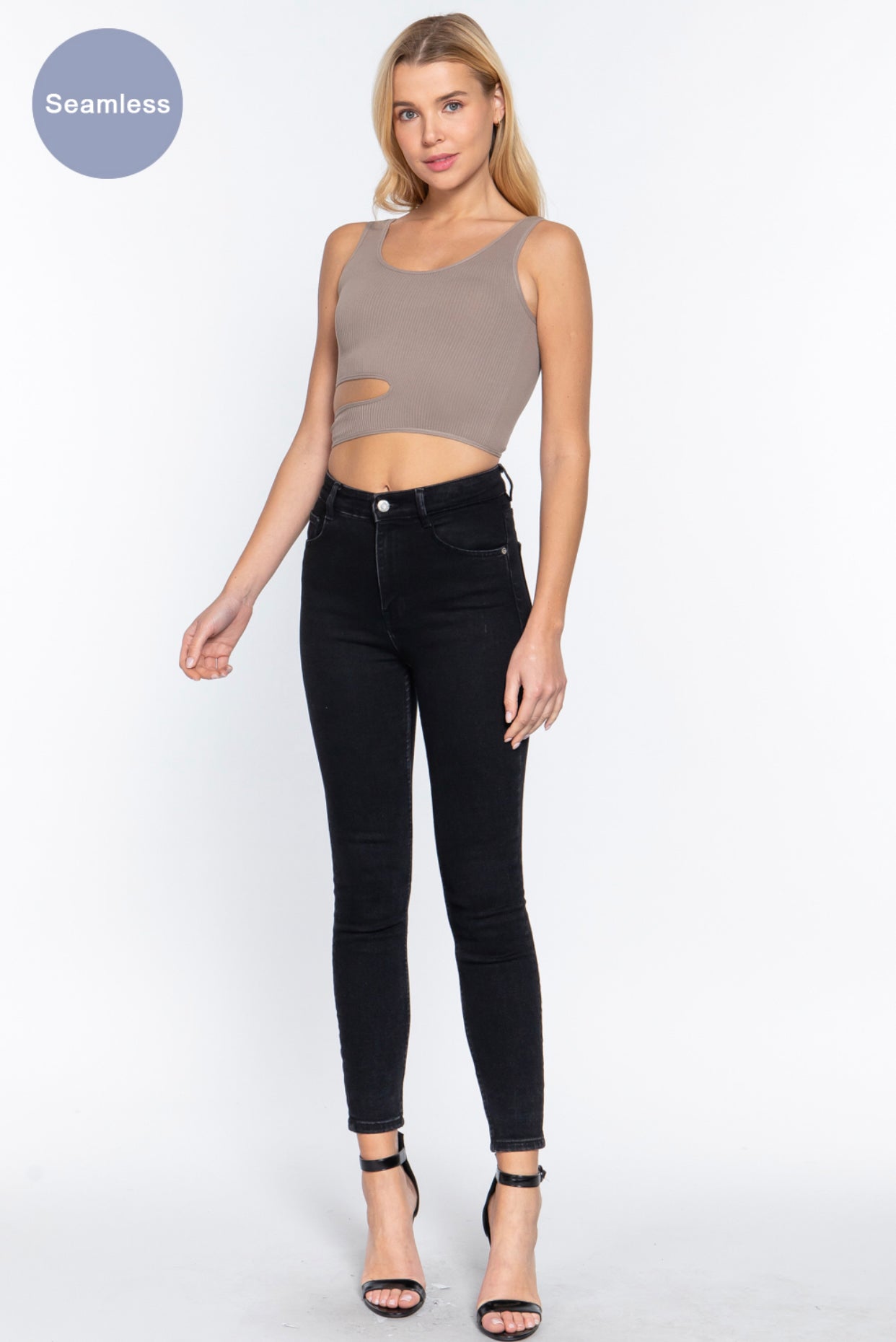 SUAVE CUTOUT SEAMLESS RIB CROP TOP