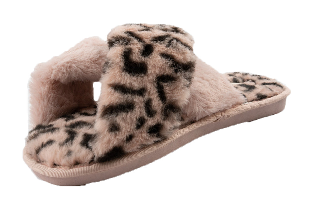 LIGHTENEDBIRDS Women's Cross Band Soft Fur and Fluffy Slipper House Slippers