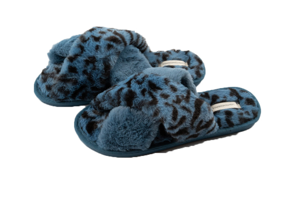 LIGHTENEDBIRDS Women's Cross Band Soft Fur and Fluffy Slipper House Slippers