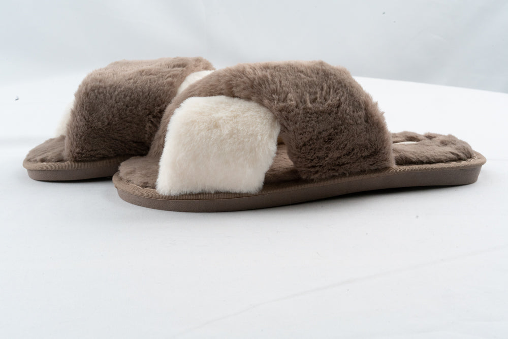 LIGHTENEDBIRDS Women's Cross Band Soft Fur and Fluffy Slipper House Slippers