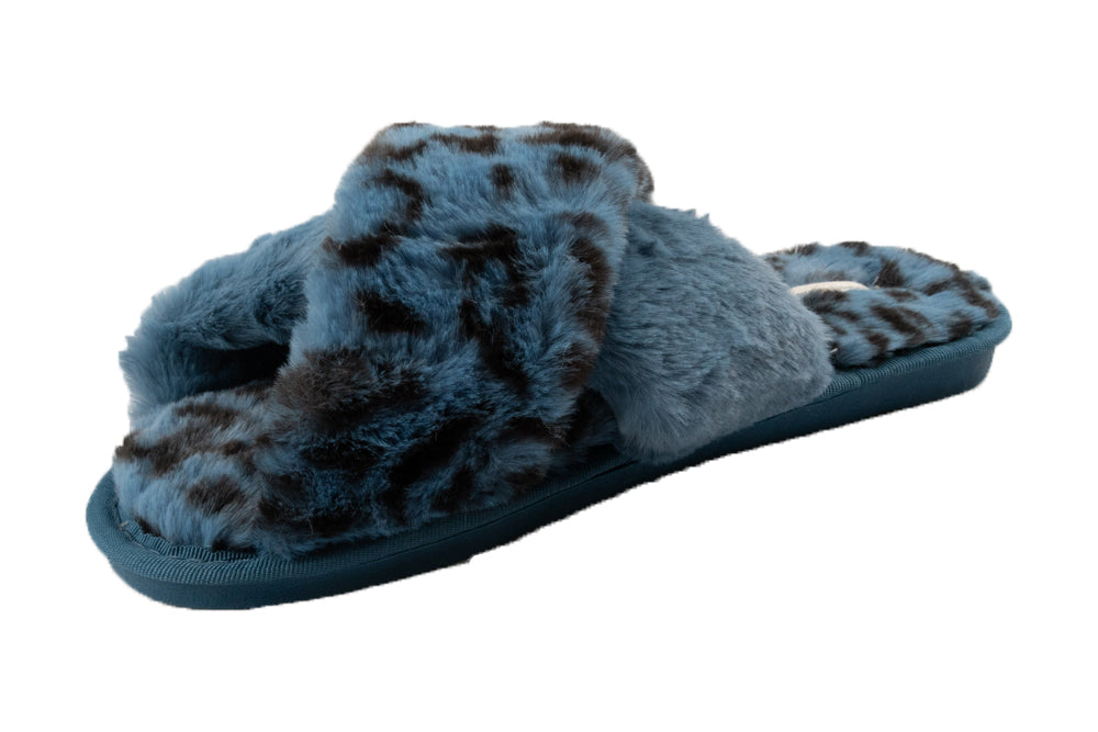 LIGHTENEDBIRDS Women's Cross Band Soft Fur and Fluffy Slipper House Slippers