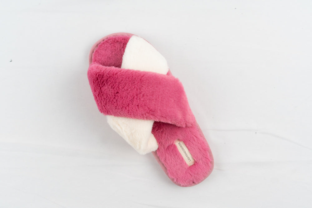 LIGHTENEDBIRDS Women's Cross Band Soft Fur and Fluffy Slipper House Slippers